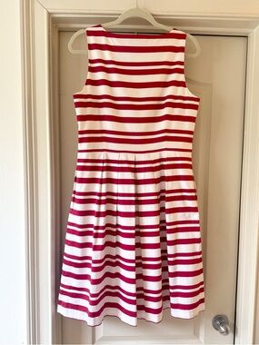 White House Black Market Red and White Striped Sleeveless Dress